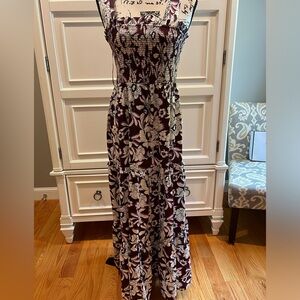 Express maxi dress brown with purple print